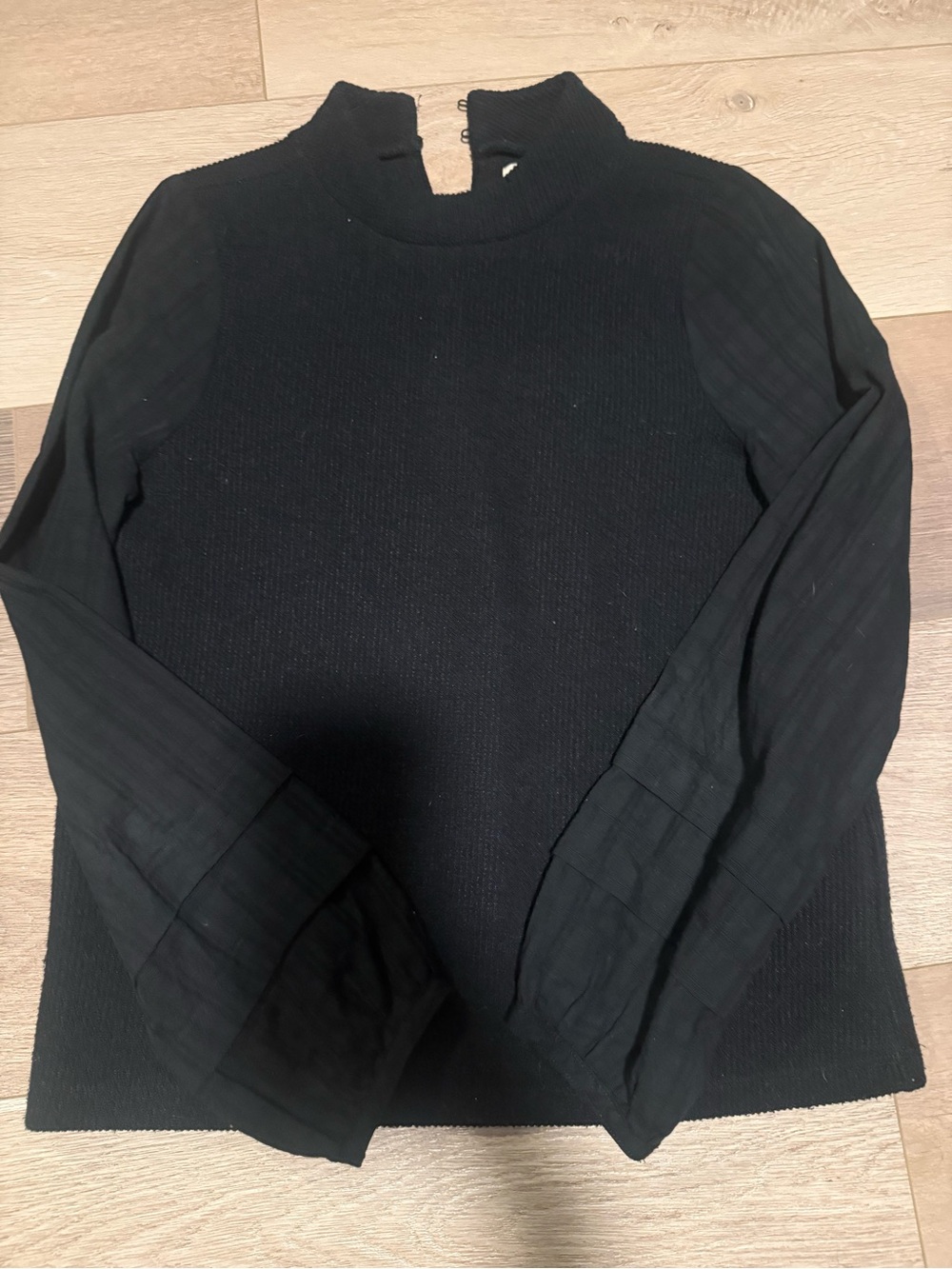 Madewell Black Mock Neck Long-Sleeve Top with Textured Body